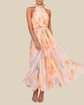Rose | Maxikleid mit Neckholder-Trägern (Aquarell)