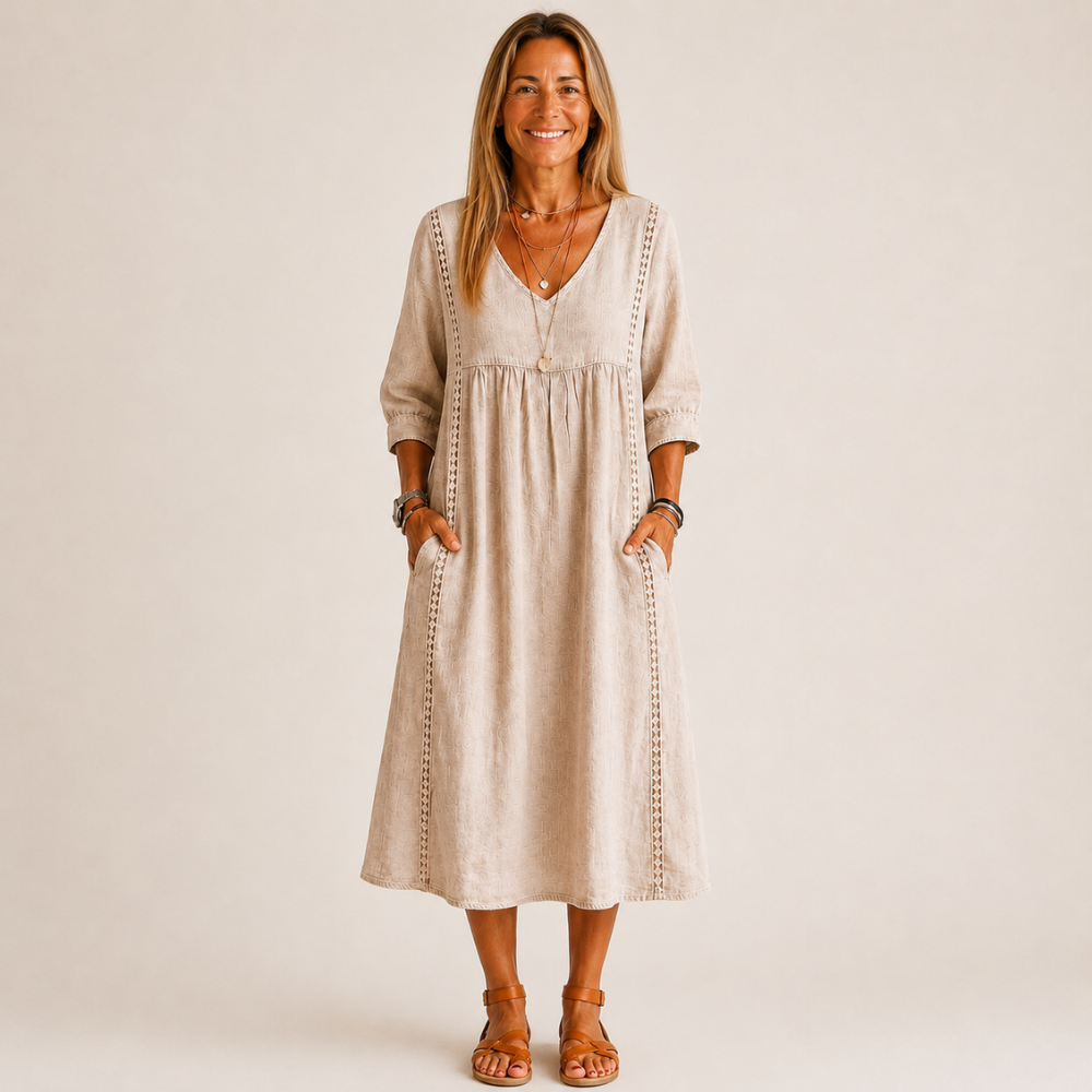 Juliette | Robe en lin et coton avec dentelle