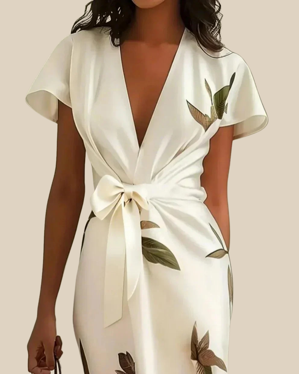 Michelle | Midikleid mit botanischem Wickeldesign