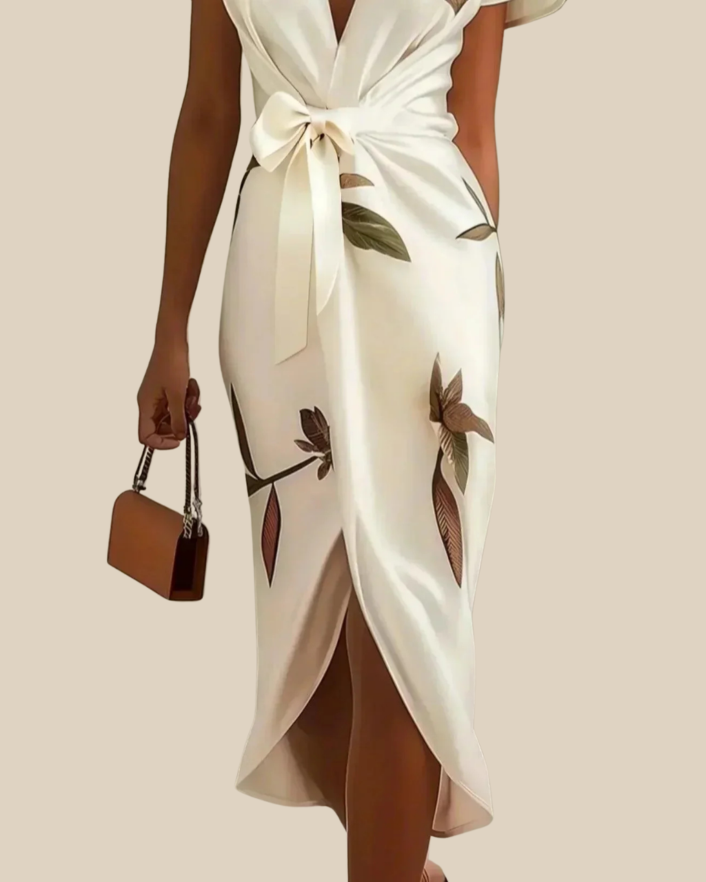 Michelle | Midikleid mit botanischem Wickeldesign