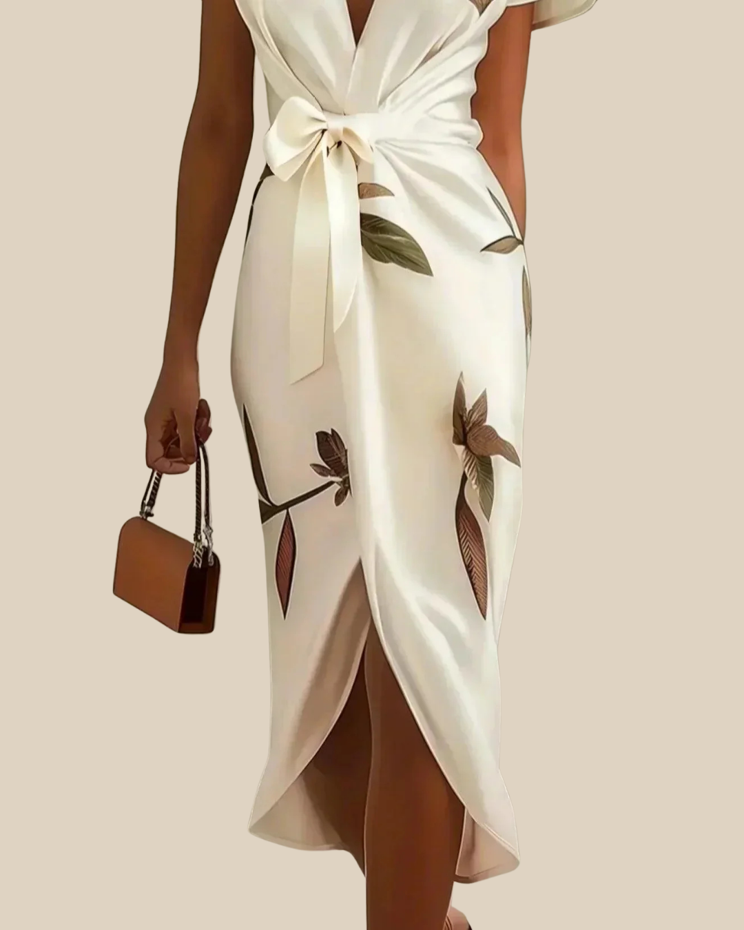 Michelle | Midikleid mit botanischem Wickeldesign