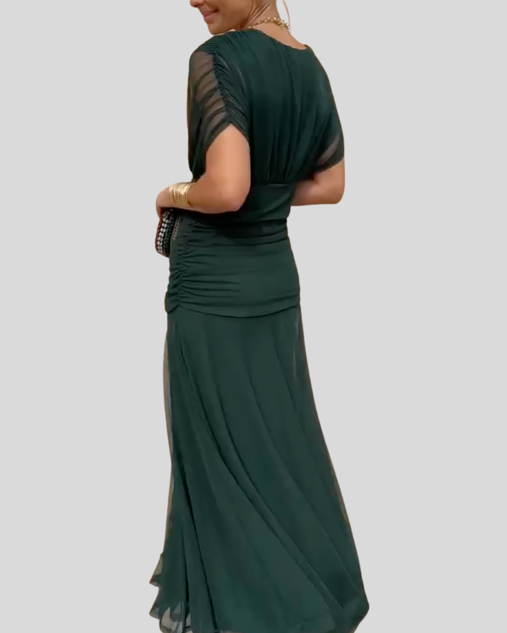 Helena | Plissiertes Maxikleid mit Taillenbetonung