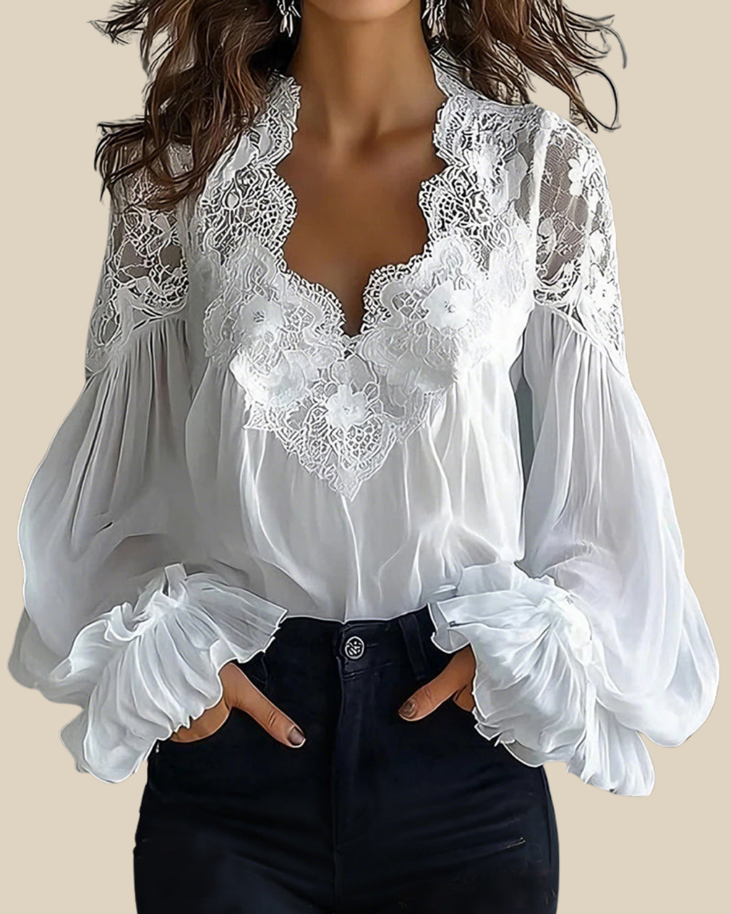 Lucia | Bluse mit Spitzenbesatz