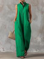 Stacy | Ärmelloser Jumpsuit mit weitem Bein