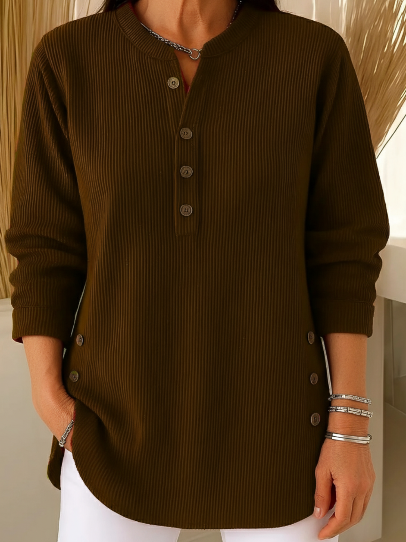 Angèle - Pull Doux à Boutons Élégants