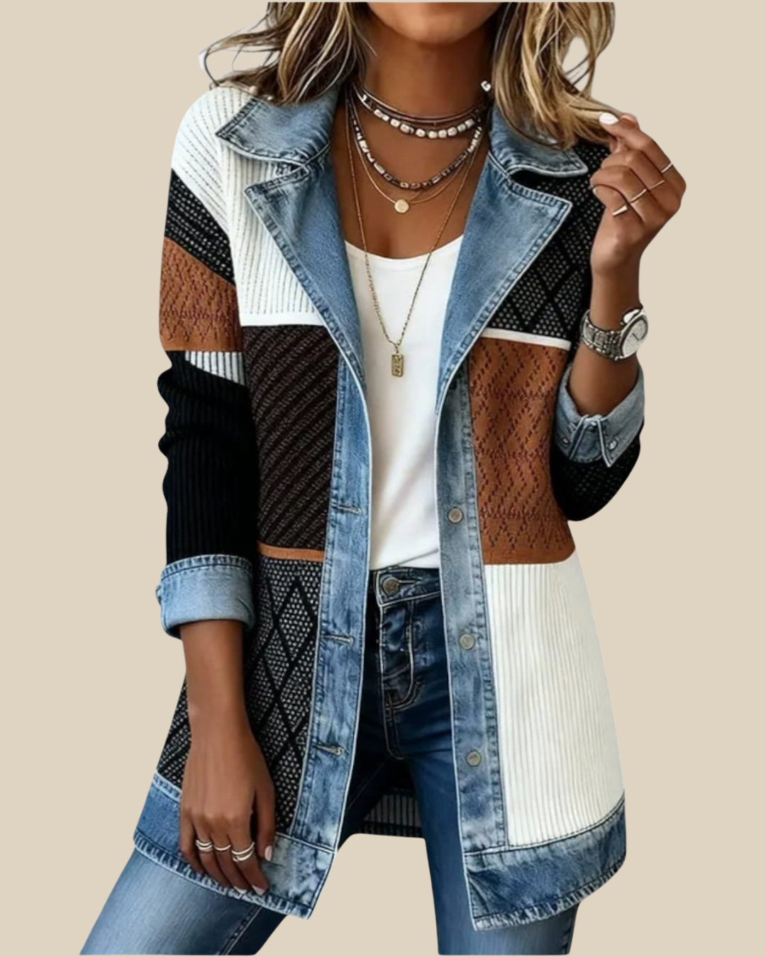 Bobbi | Lässige Patchwork Denimjacke