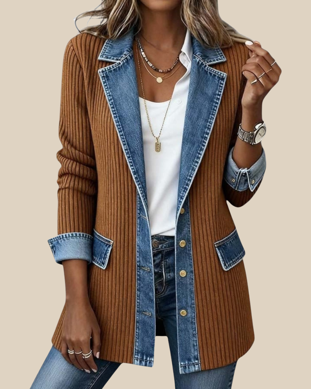 Bobbi | Lässige Patchwork Denimjacke