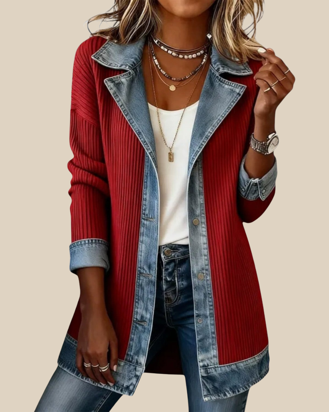 Bobbi | Lässige Patchwork Denimjacke