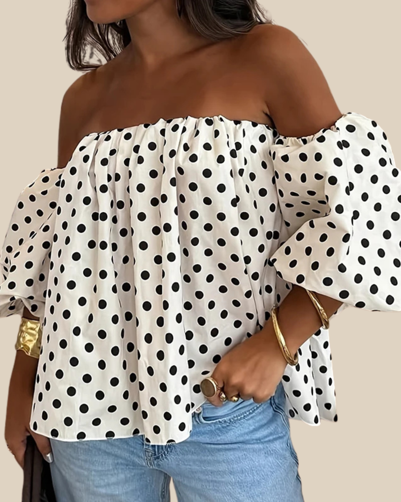 Anna | Gepunktetes Off Shoulder Top