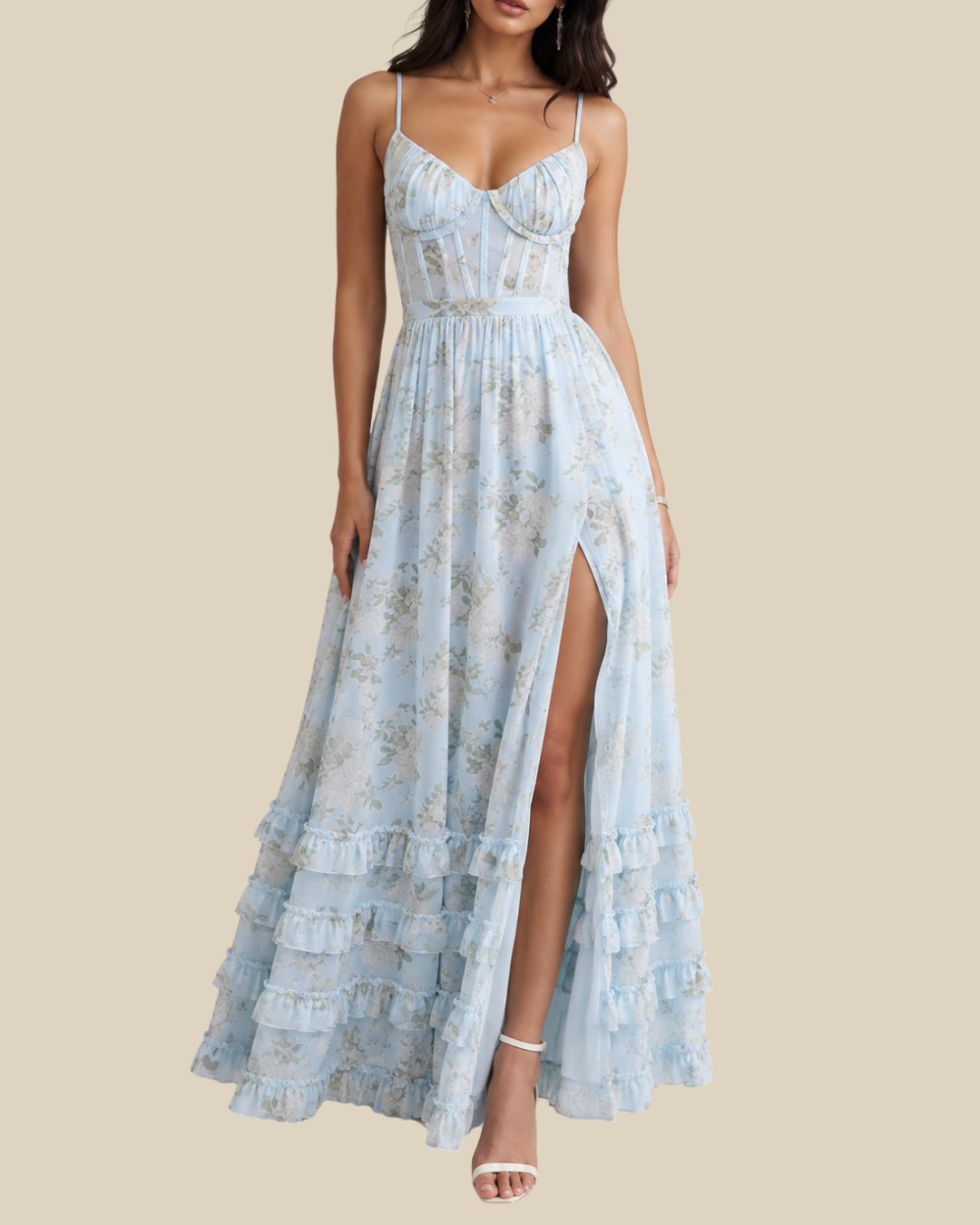 Violet | Elegantes Maxikleid mit Volants