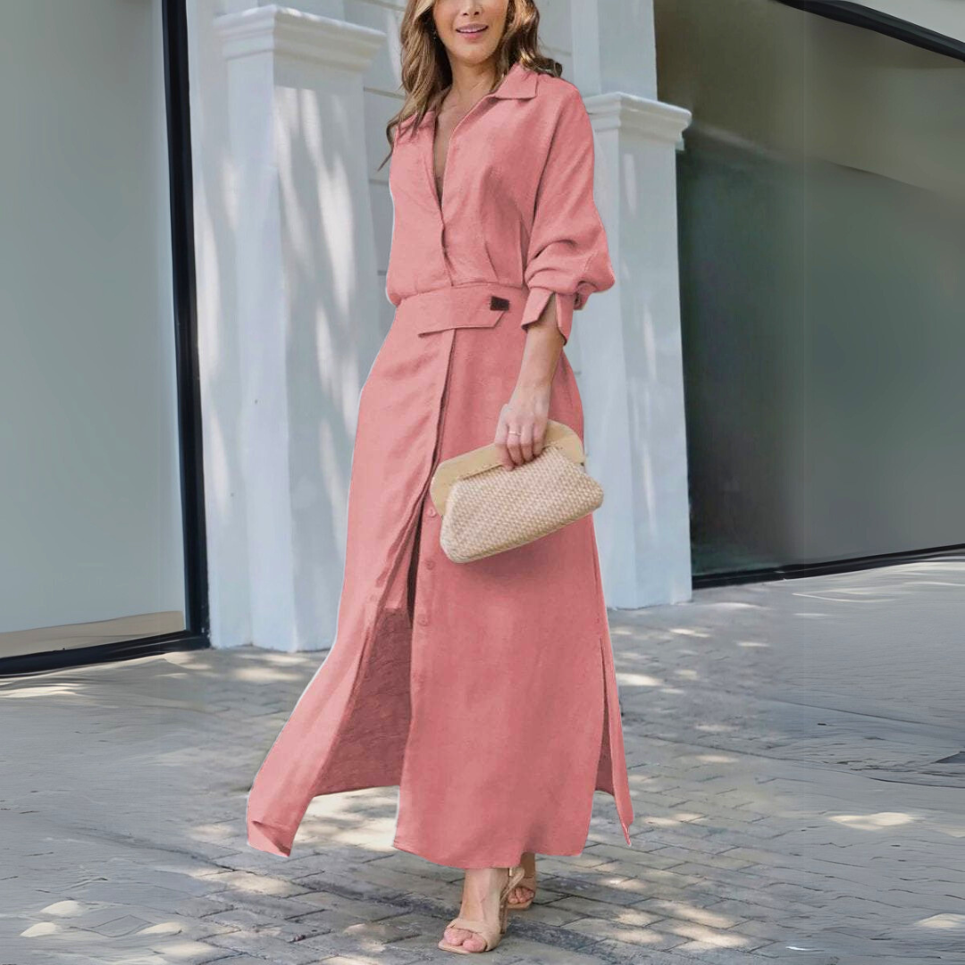 Sunny | Leinenmischgewebe Hemd-Maxikleid