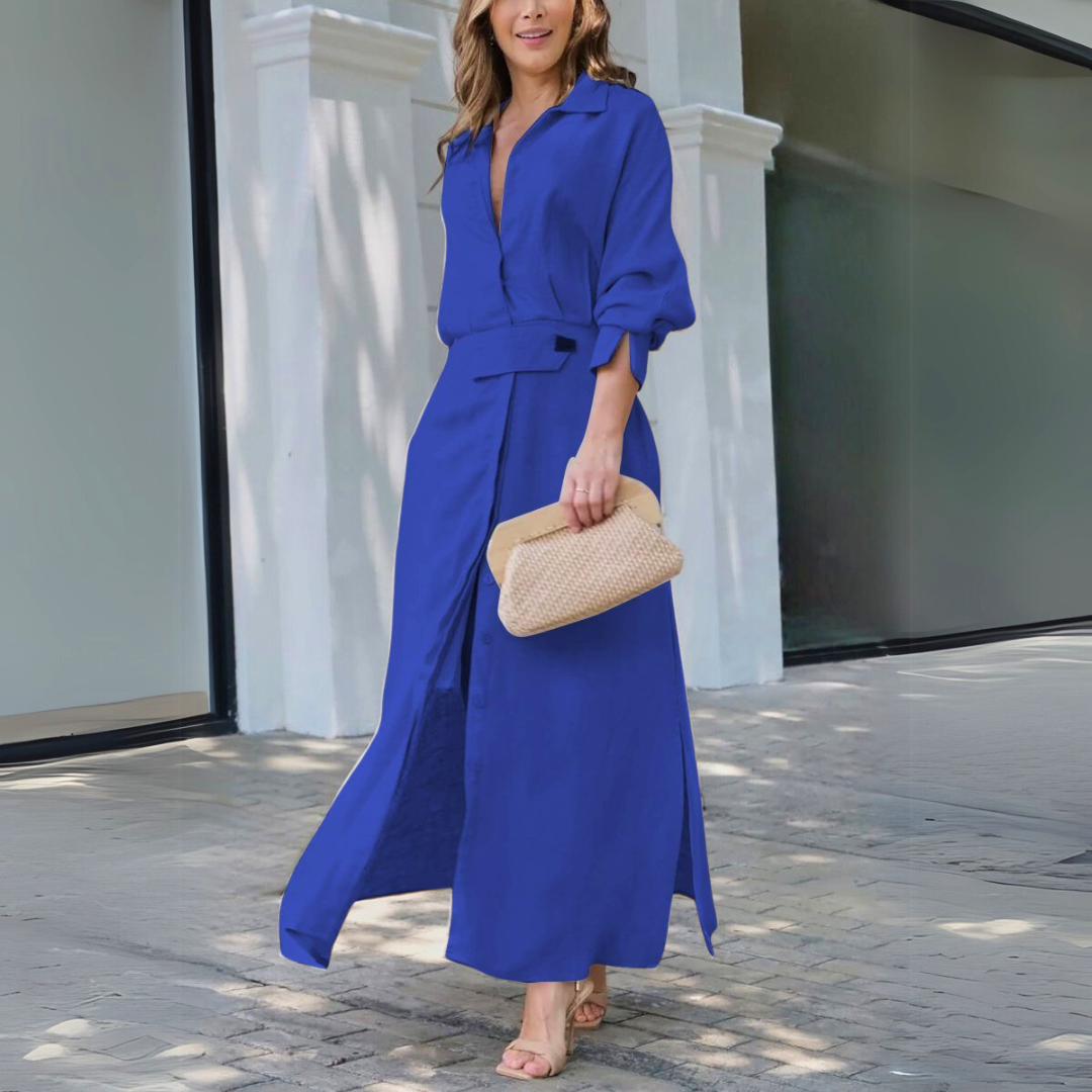 Sunny | Leinenmischgewebe Hemd-Maxikleid