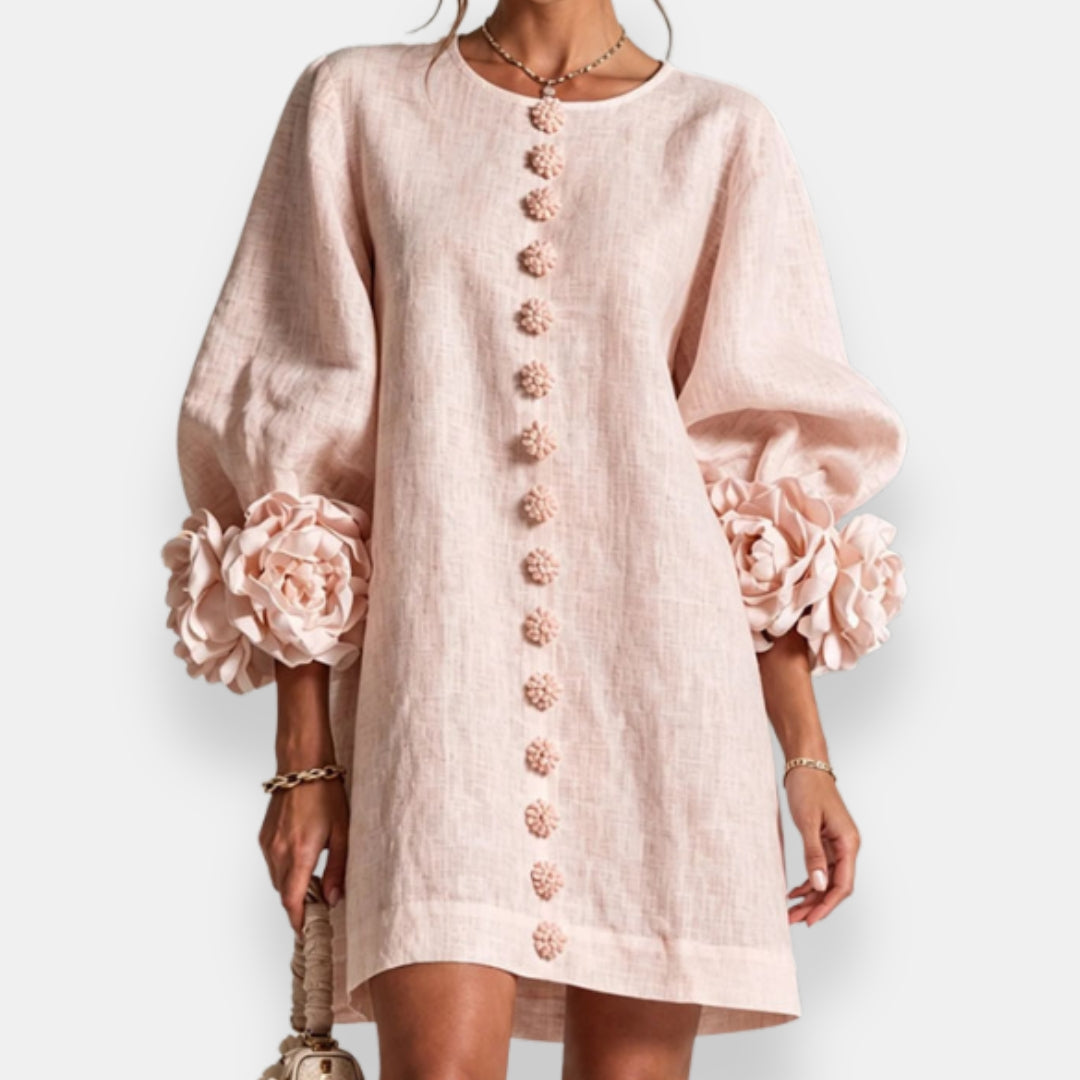 Marcelle | 3D-Blumenmuster-Kleid