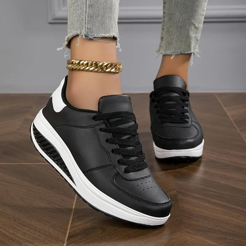 Florianne - Baskets femme plateforme lacets cuir synthétique confort quotidien