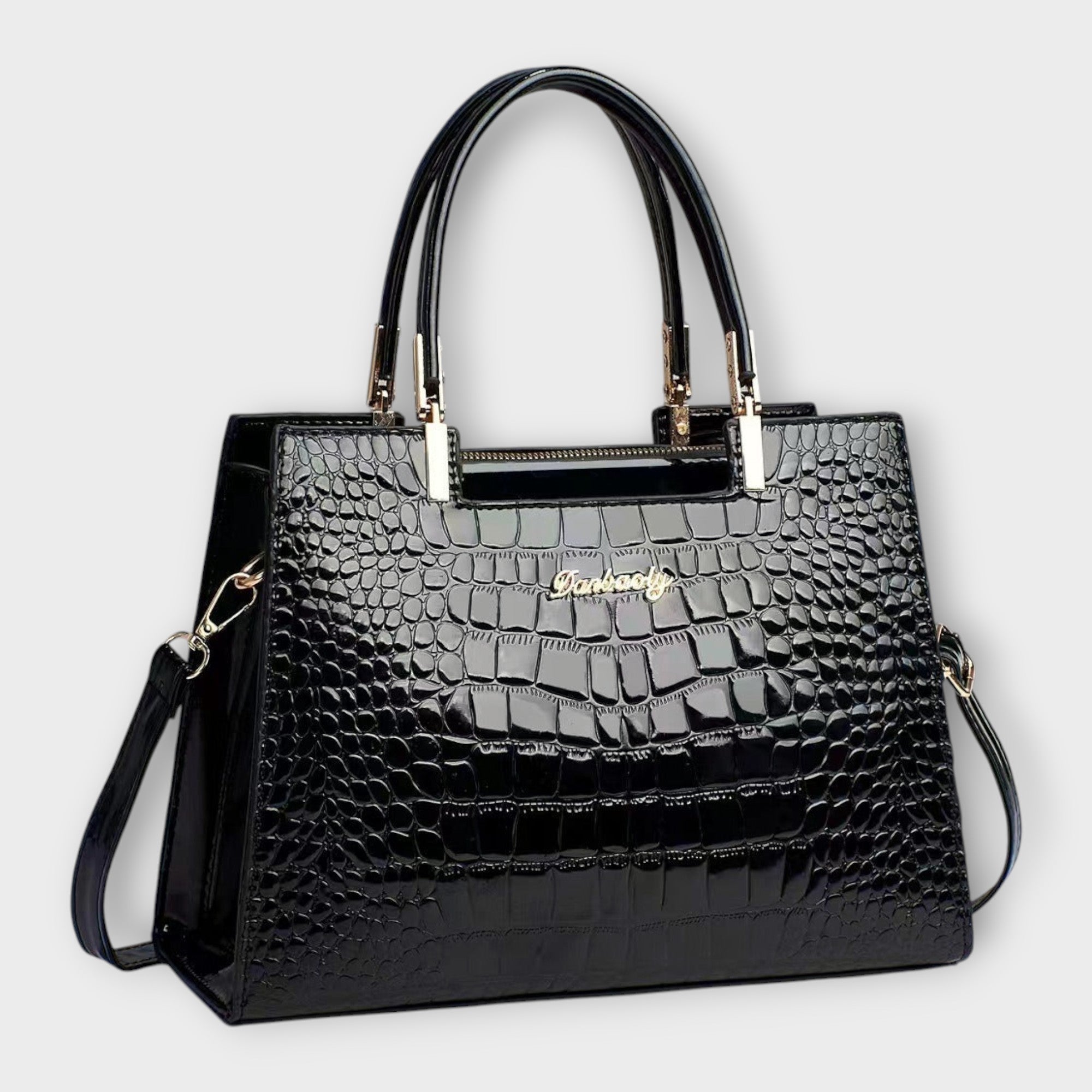 Maison Verdelle - Handtasche mit glänzendem Krokodilleder-Muster