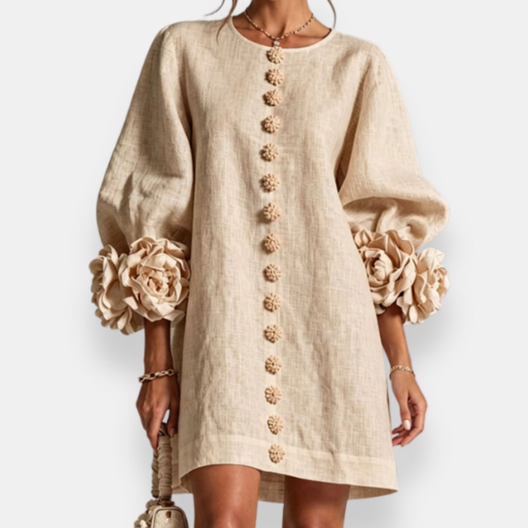 Marcelle | 3D-Blumenmuster-Kleid