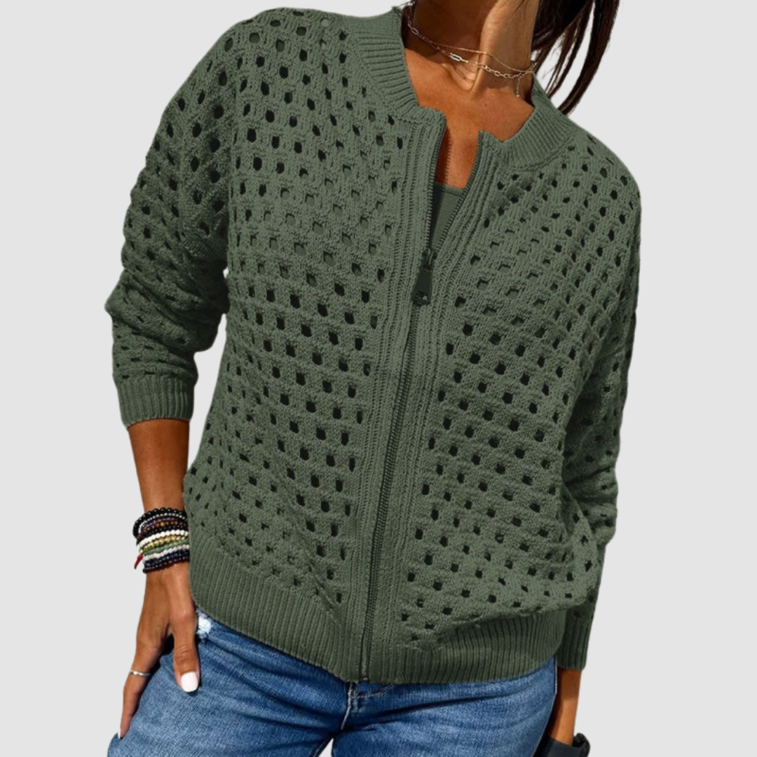 Constance | Luftige Strickjacke mit Reißverschluss