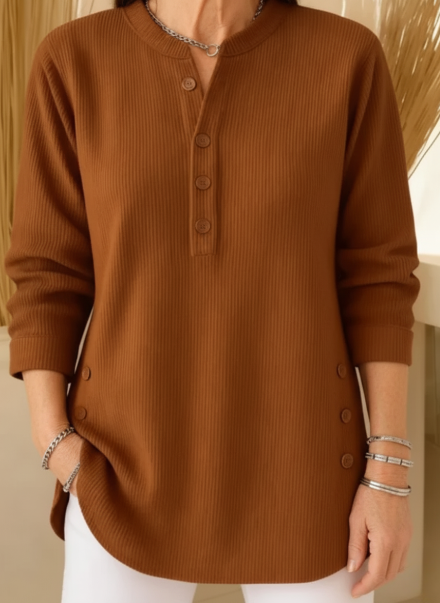Angèle - Pull Doux à Boutons Élégants
