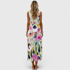 Carmina | Elegantes Midikleid mit Aquarellblumen