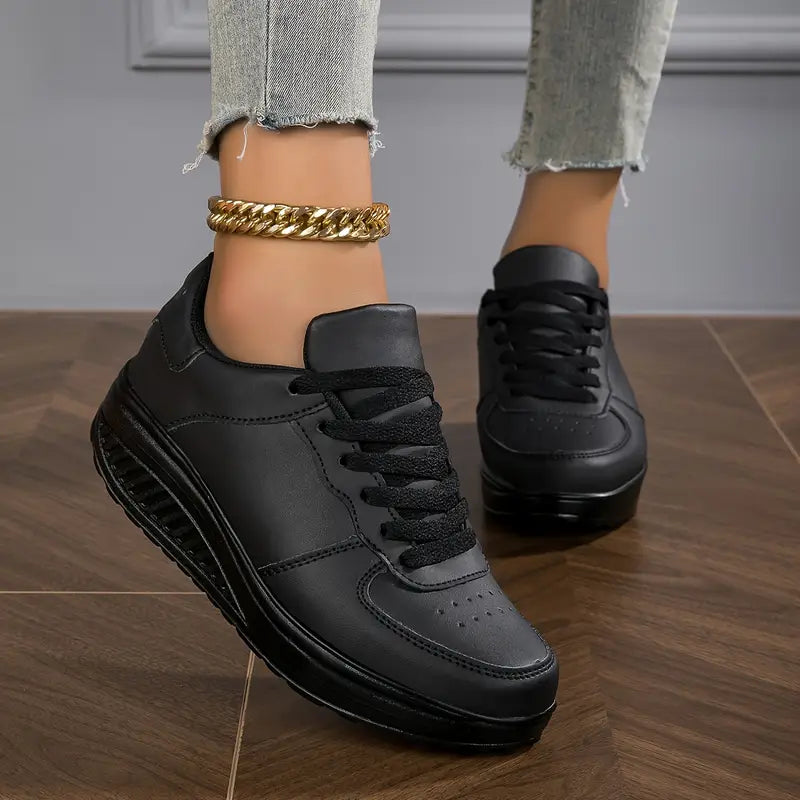 Florianne - Baskets femme plateforme lacets cuir synthétique confort quotidien