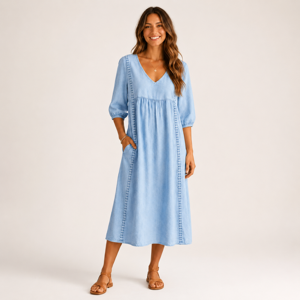 Juliette | Robe en lin et coton avec dentelle