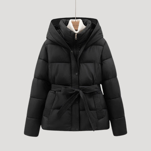 Amara | Wattierte Kapuzenjacke mit Gürtel