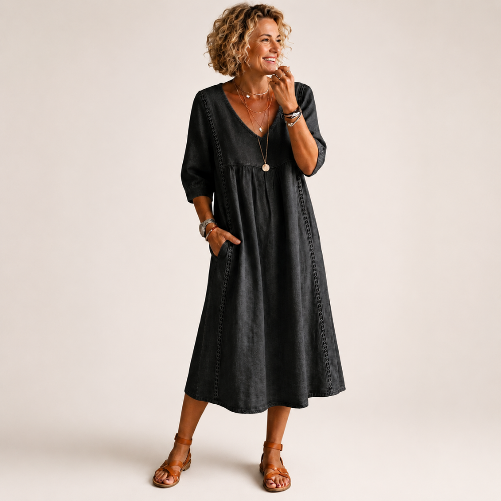 Juliette | Robe en lin et coton avec dentelle