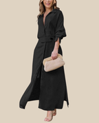 Sunny | Leinenmischgewebe Hemd-Maxikleid