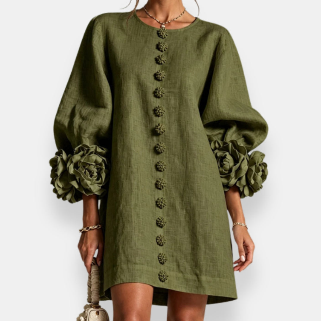 Marcelle | 3D-Blumenmuster-Kleid