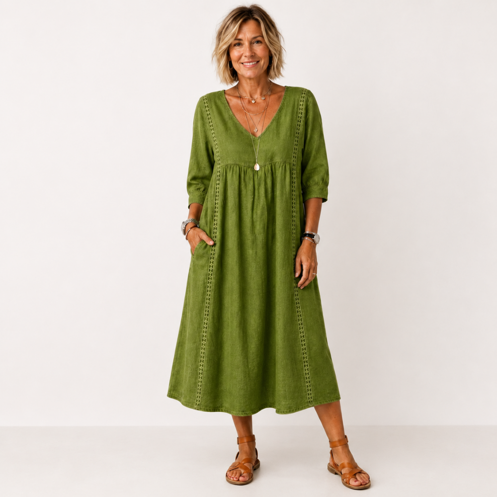 Juliette | Robe en lin et coton avec dentelle