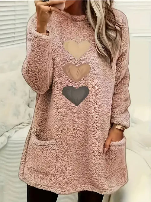 Édith - Sweatshirt Polaire Cœur Coloré avec Poches