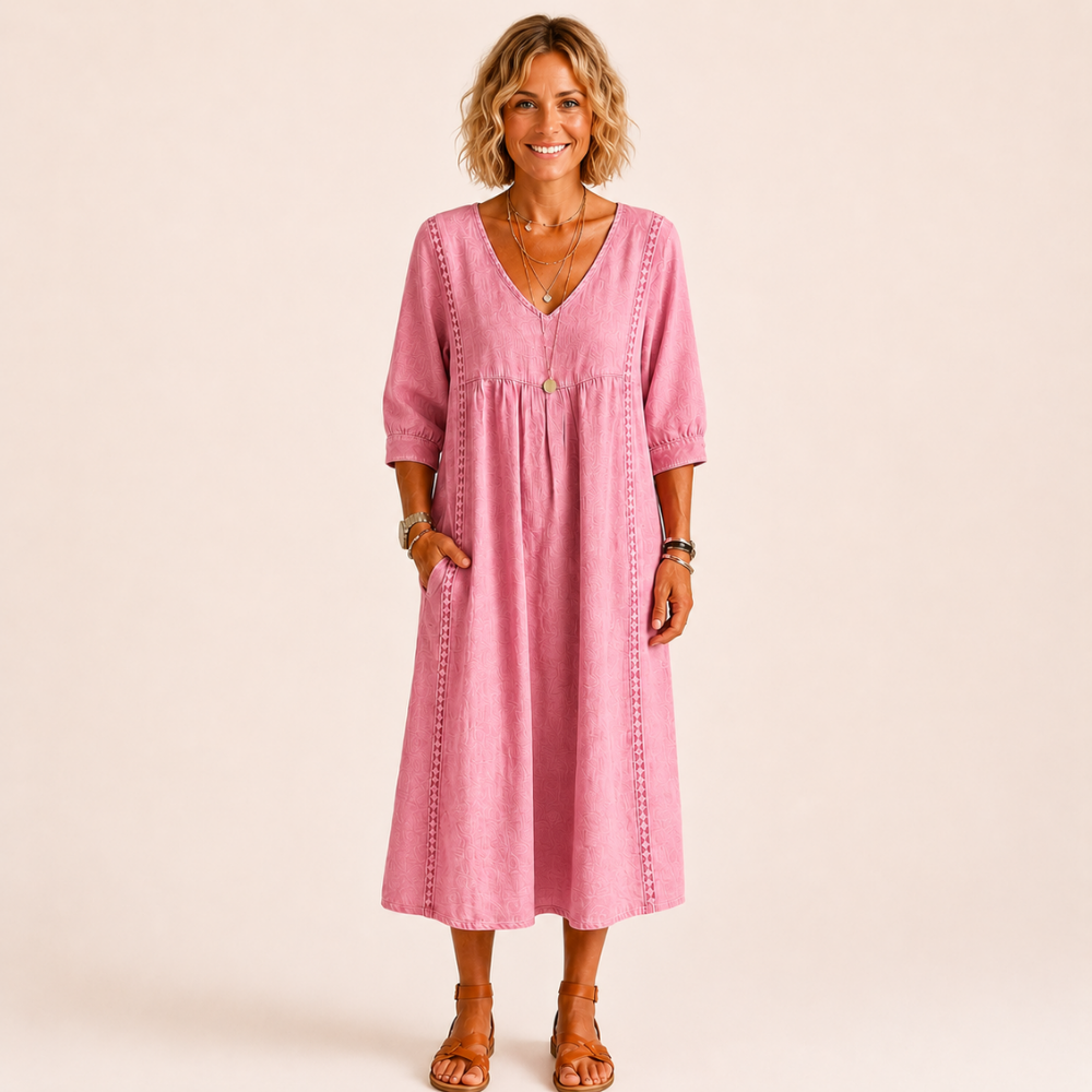Juliette | Robe en lin et coton avec dentelle