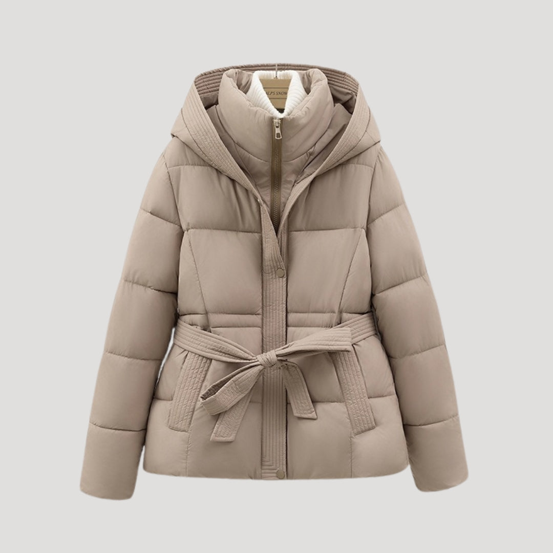 Amara | Wattierte Kapuzenjacke mit Gürtel