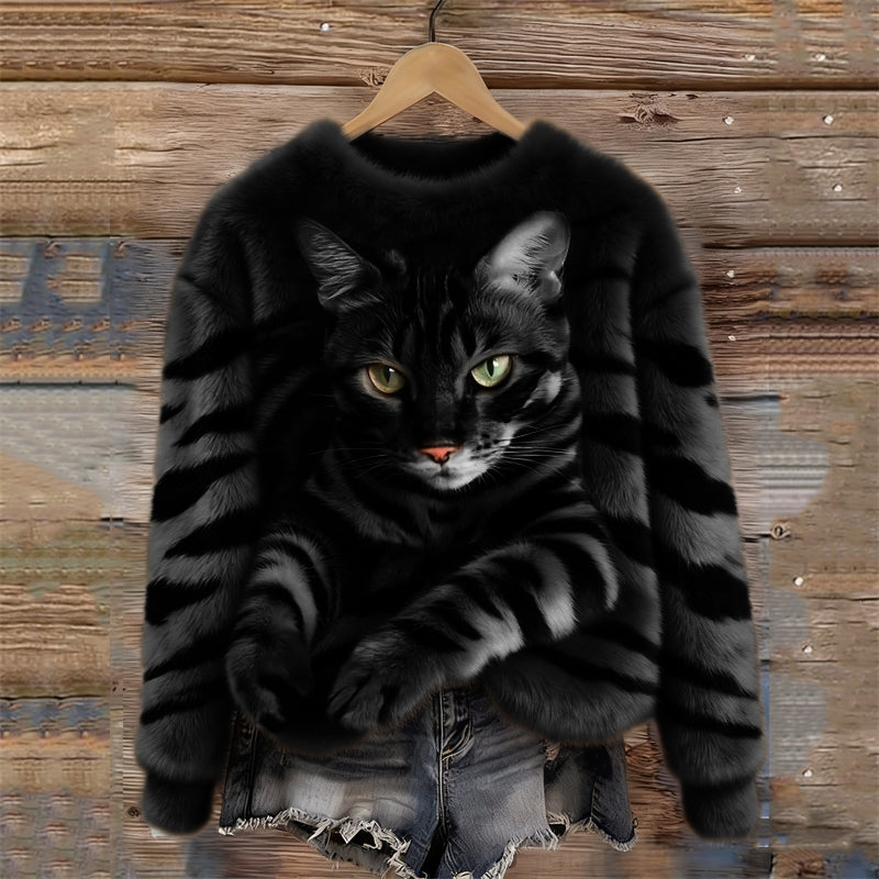 Rosilda - Sweat En Peluche Douillet À Motif Tigre Et Chat Tigré