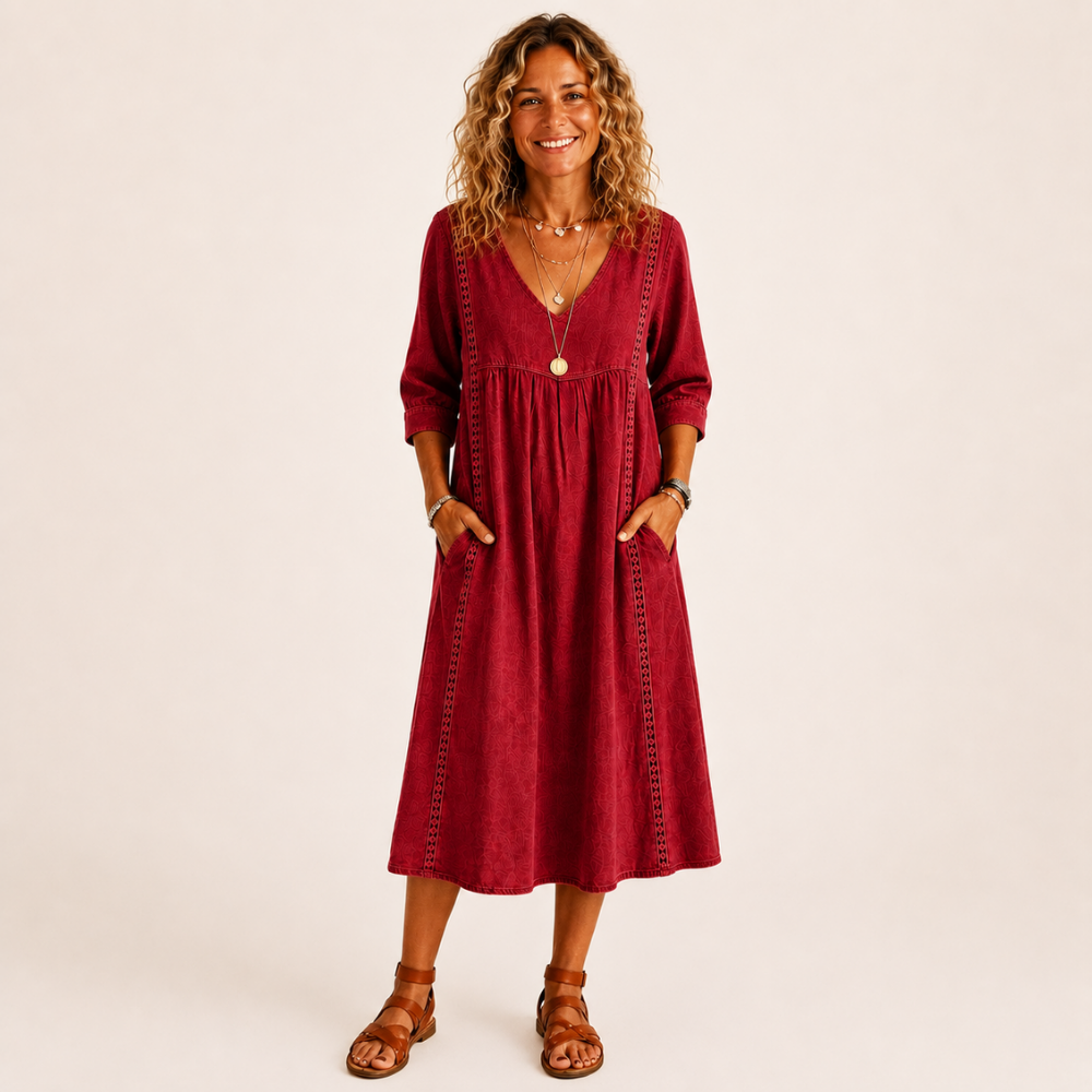 Juliette | Robe en lin et coton avec dentelle