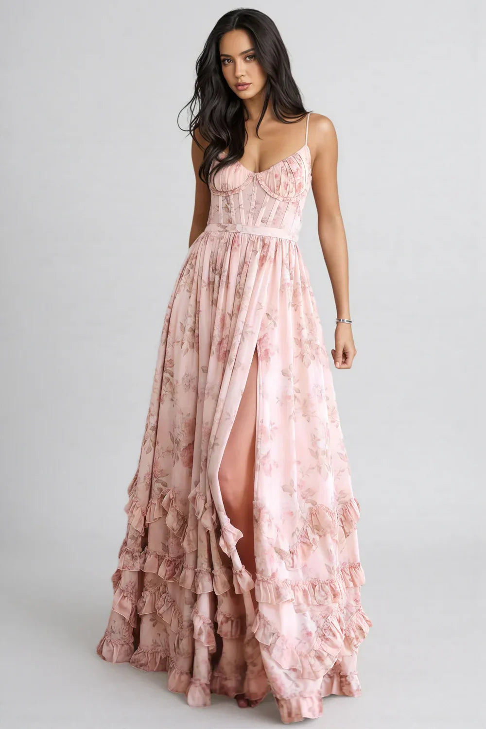 Violet | Elegantes Maxikleid mit Volants