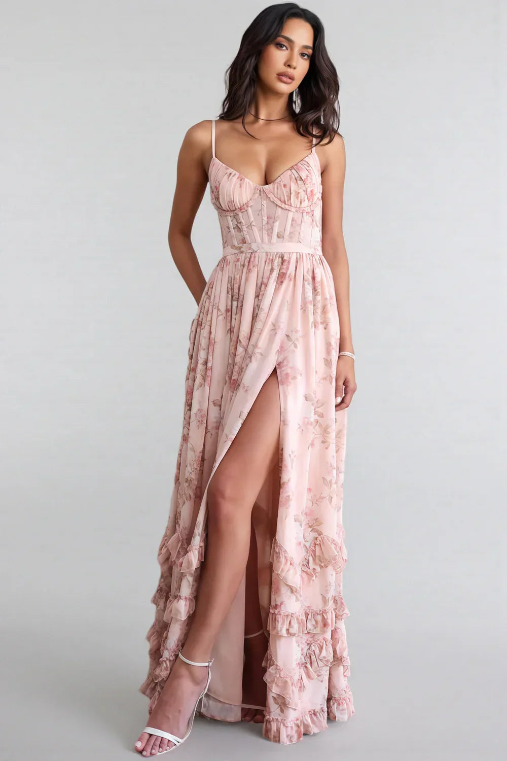 Violet | Elegantes Maxikleid mit Volants