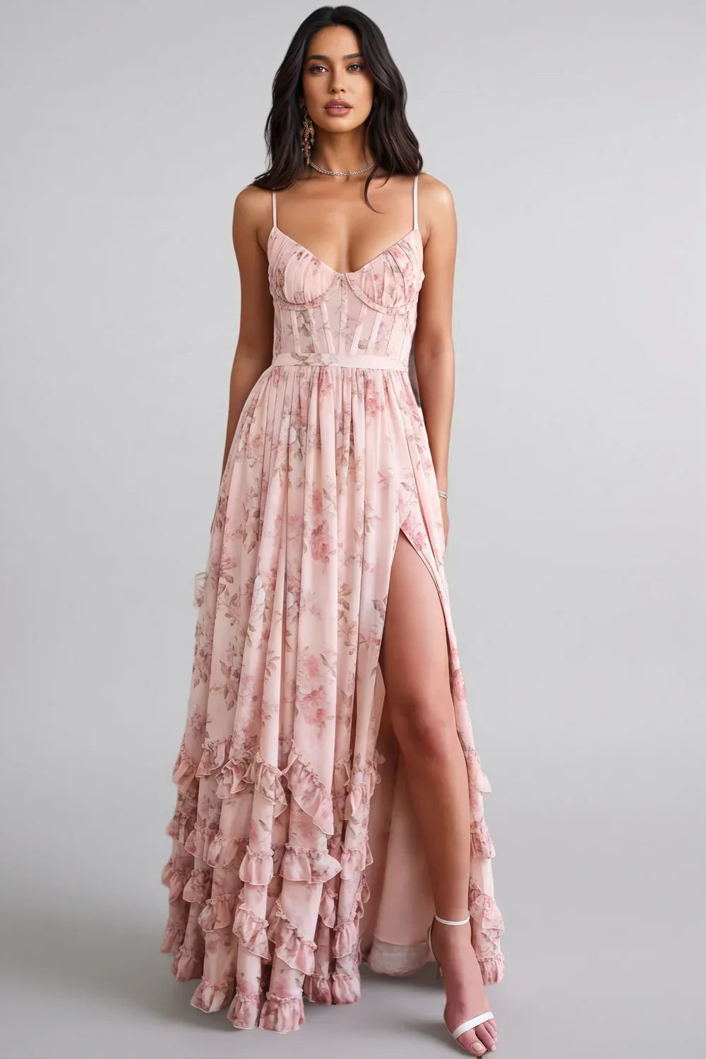 Violet | Elegantes Maxikleid mit Volants