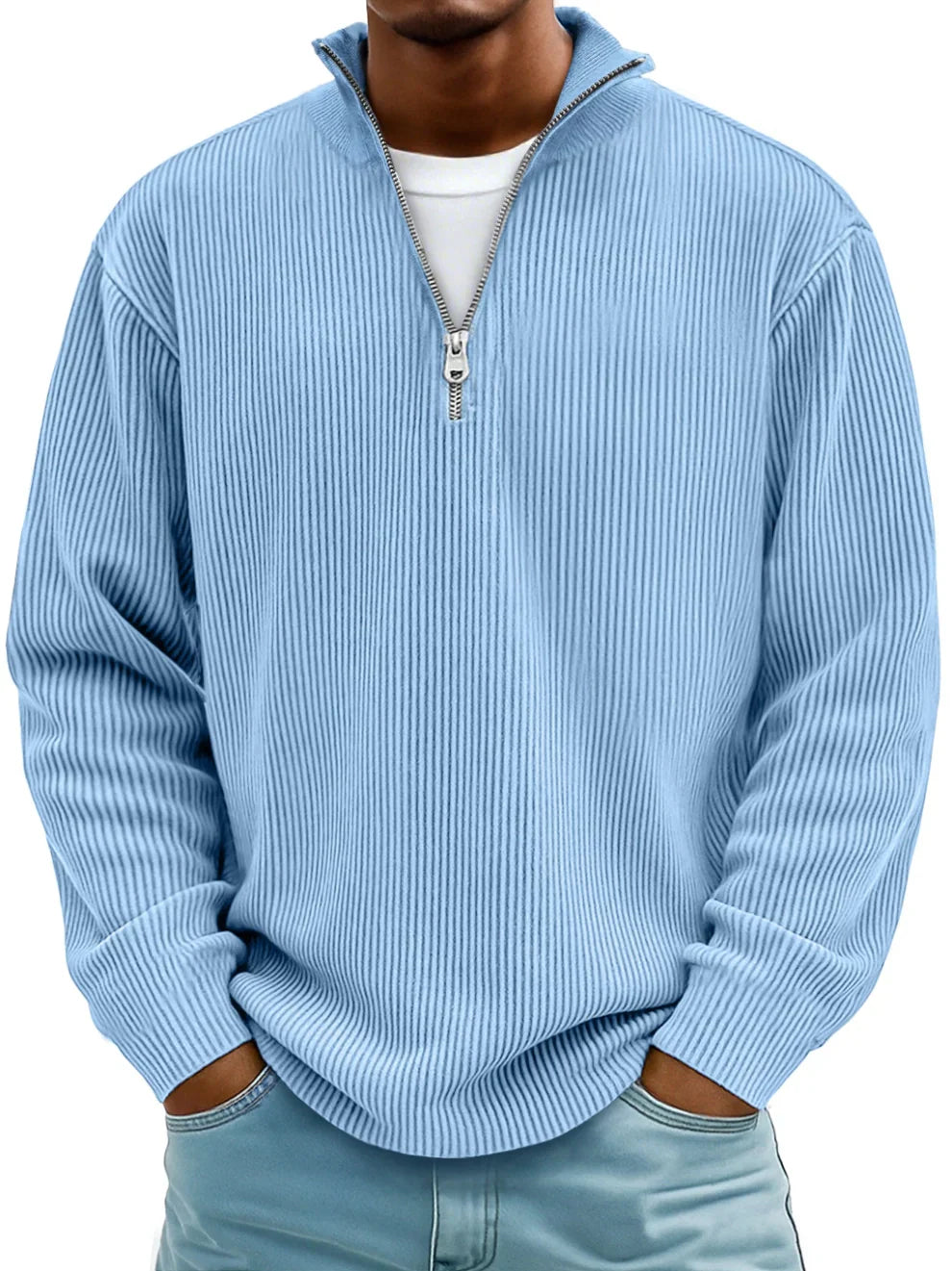 Marc Rippstrickpullover mit Reißverschlusskragen