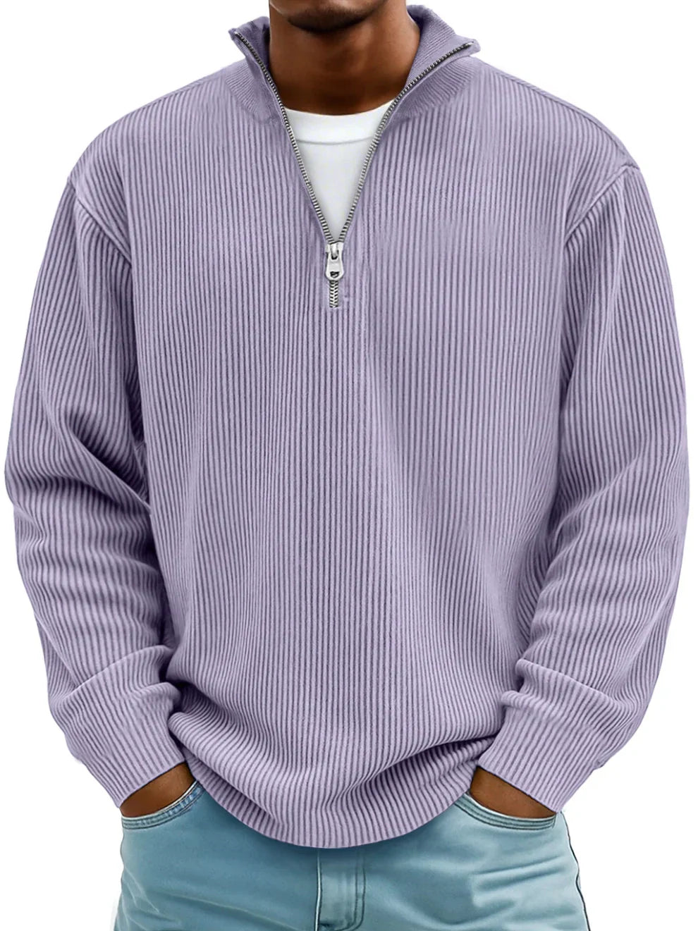 Marc Rippstrickpullover mit Reißverschlusskragen