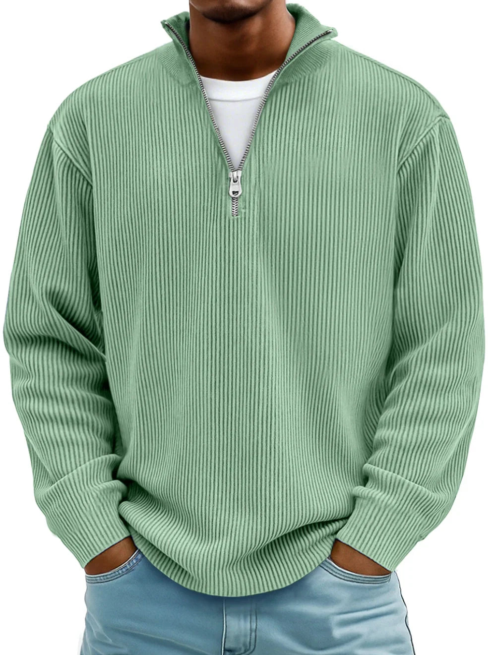 Marc Rippstrickpullover mit Reißverschlusskragen