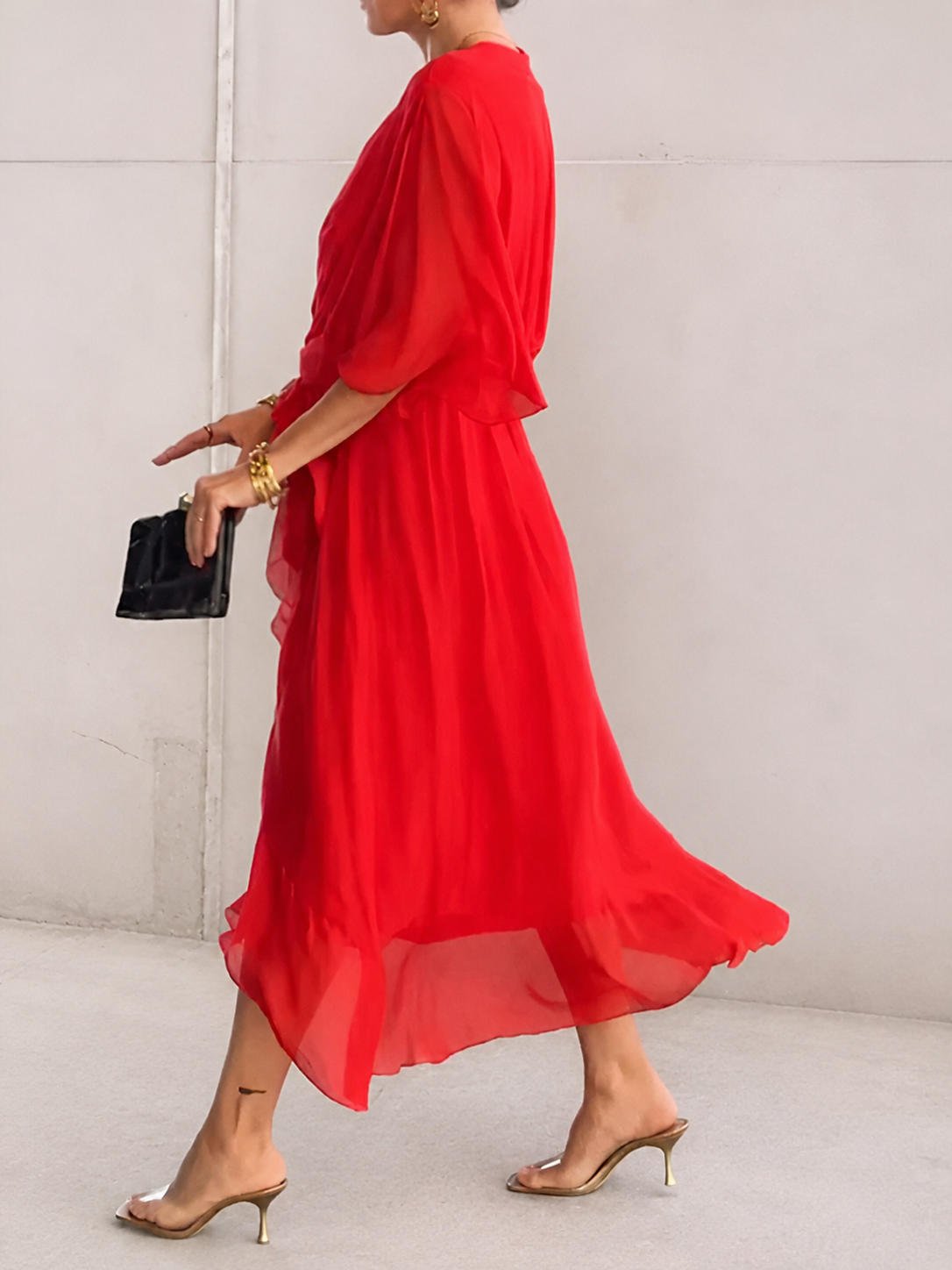 Aurora | Chiffon-Wickelkleid in Midilänge