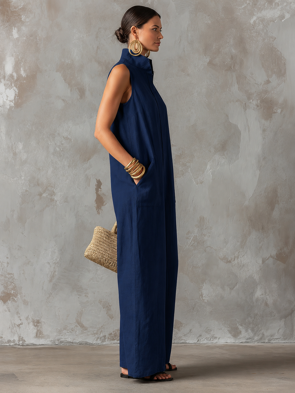Stacy | Ärmelloser Jumpsuit mit weitem Bein