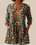 Liora | Lange Bluse mit ausdrucksstarkem Muster