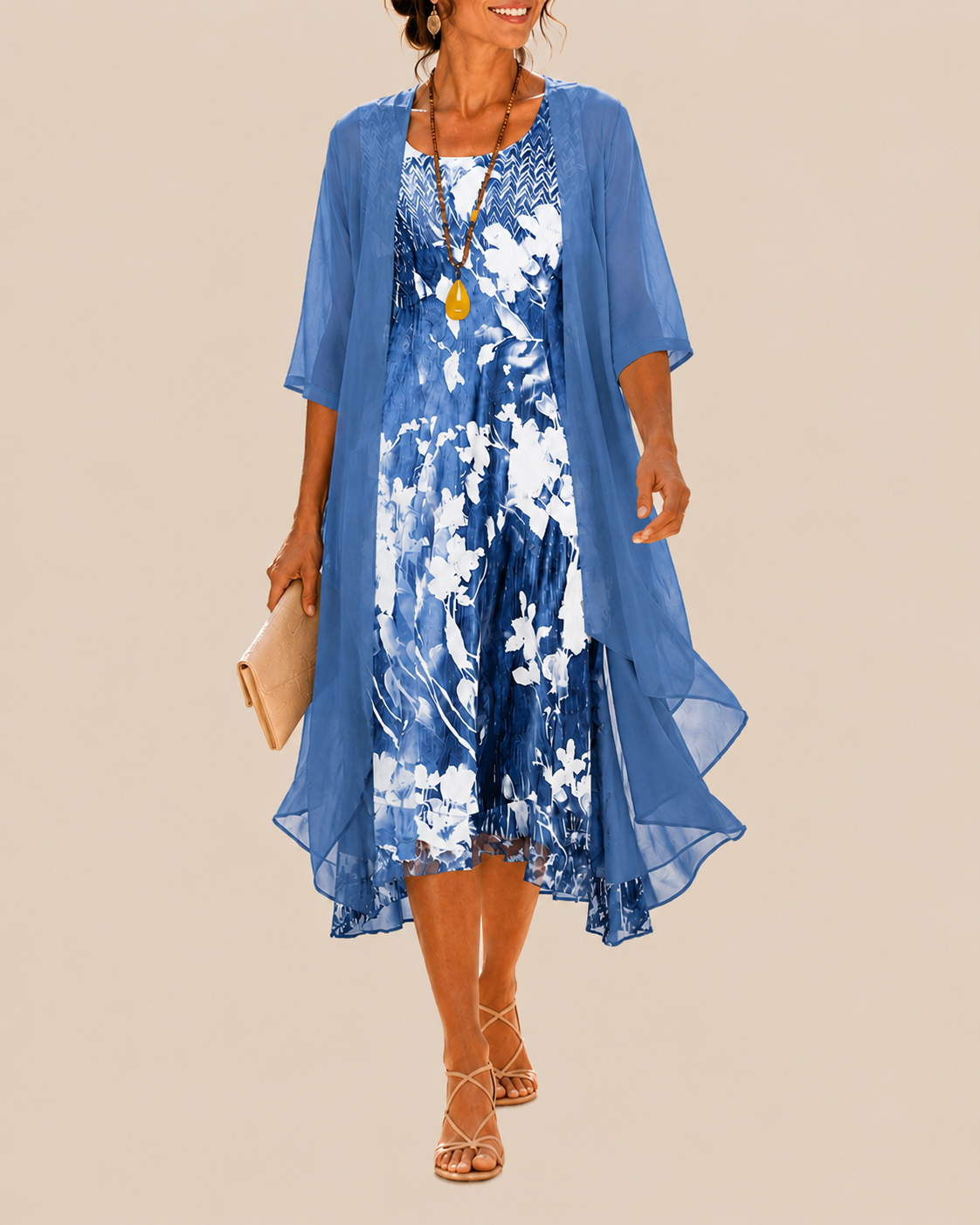 Monica | Elegantes Kleid mit Chiffonüberwurf