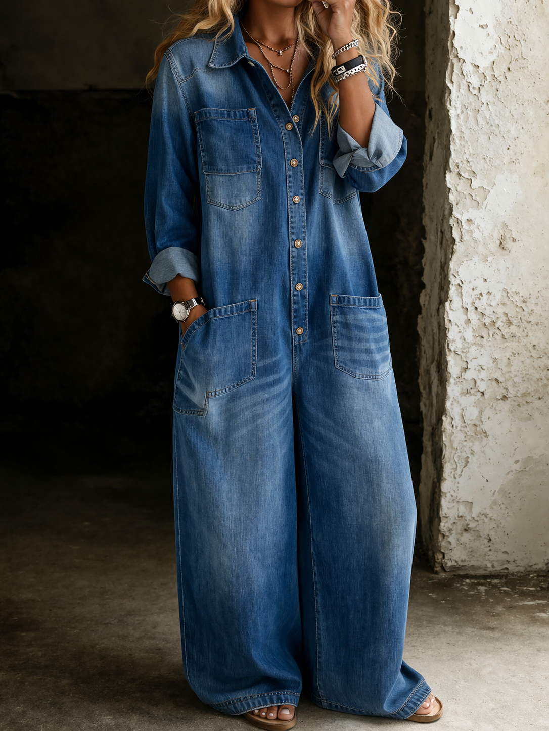LENA | Casual Jeans-Salopette