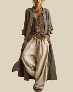 Davina | Dreiteiliges Leinenlook Set