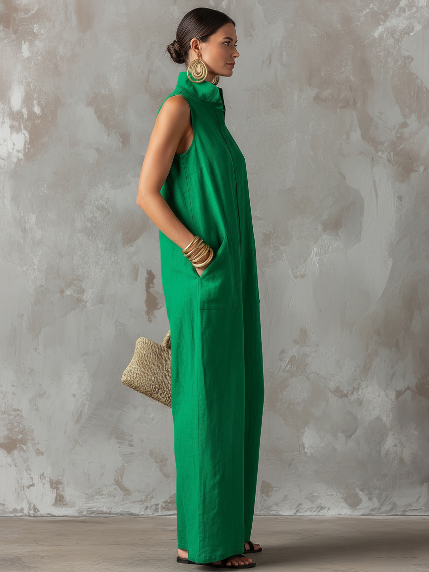 Stacy | Ärmelloser Jumpsuit mit weitem Bein