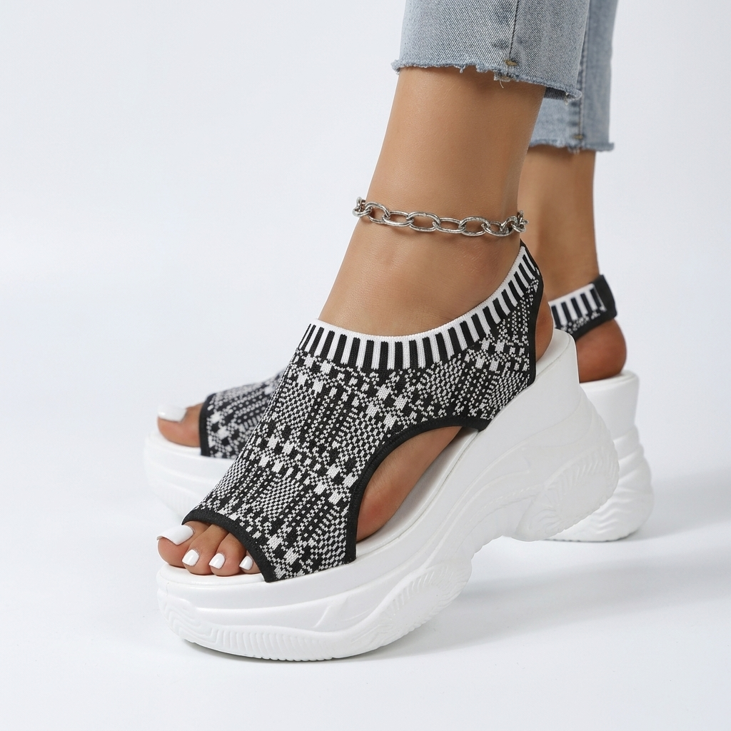 Rosé — Sandale plateforme strass urban chic audacieux