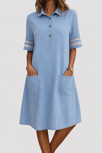 Joyce | Luftiges Kleid in Denimoptik